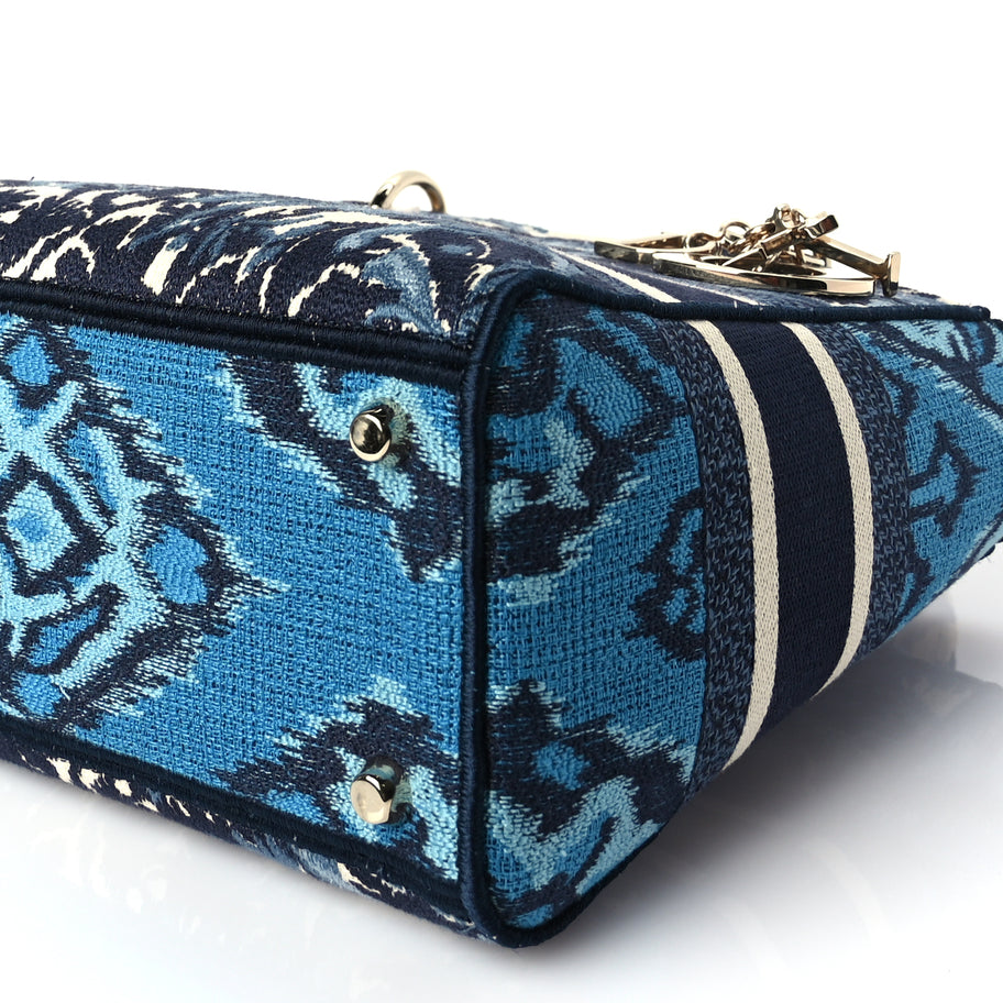 Christian Dior Canvas Embroidered Palm Tree Toile De Jouy Medium Lady D-Lite Blue Image 8