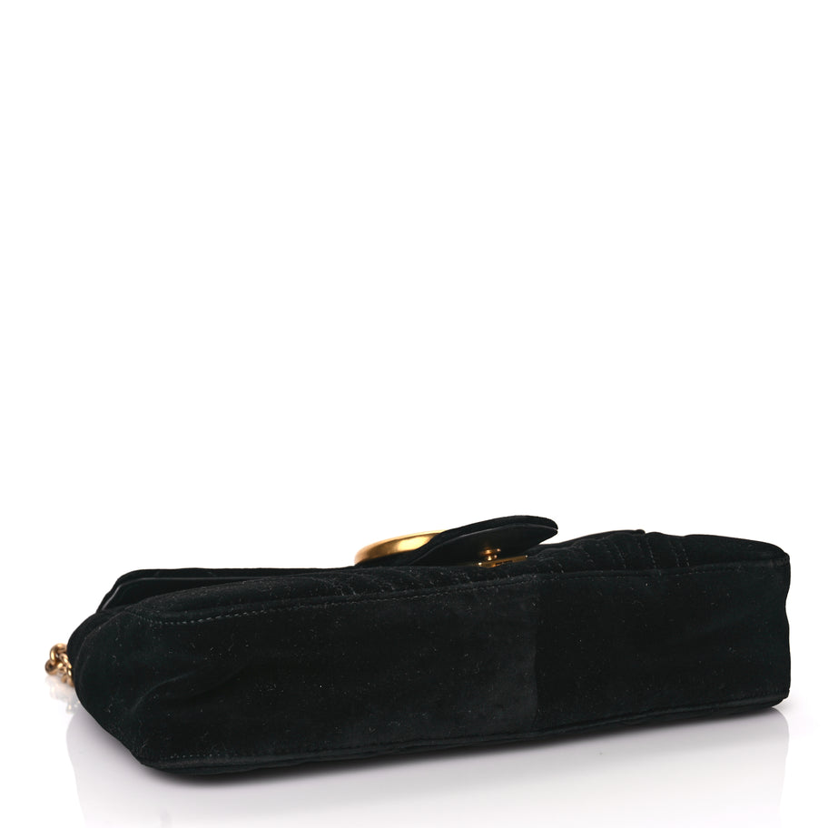 Gucci Velvet Matelasse Medium GG Marmont Shoulder Bag Black Image 3