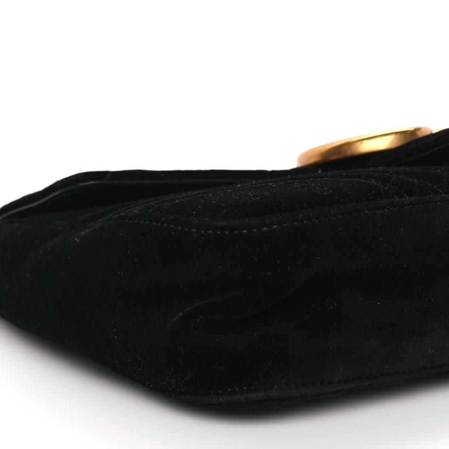 Gucci Velvet Matelasse Medium GG Marmont Shoulder Bag Black Image 8