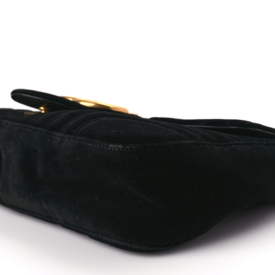 Gucci Velvet Matelasse Medium GG Marmont Shoulder Bag Black Image 9