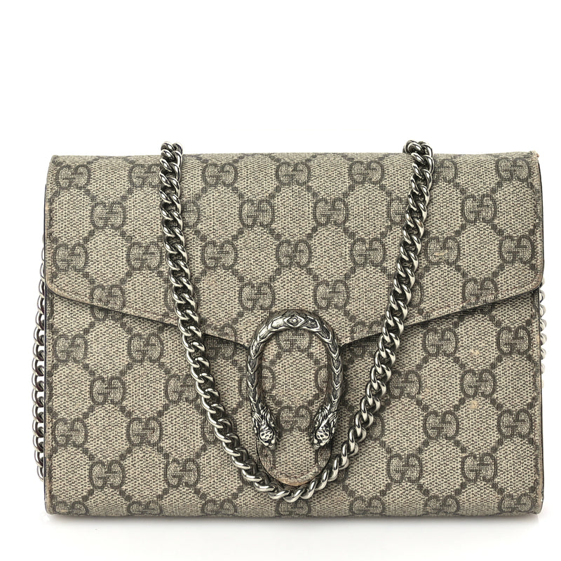  Gucci GG Supreme Monogram Mini Dionysus Chain Wallet Beige Vulcanic Red