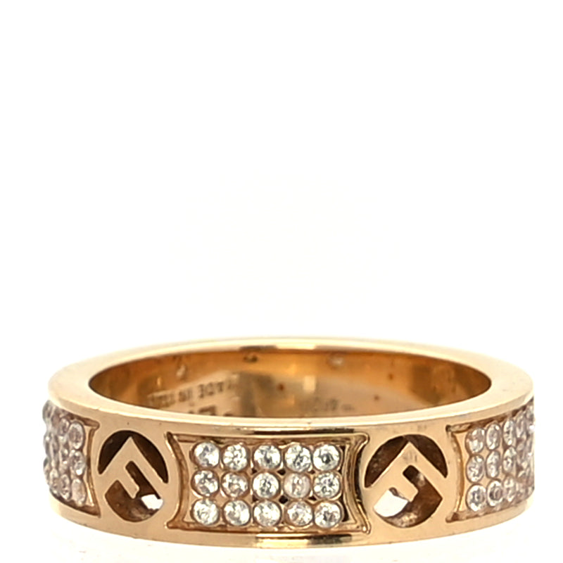  Fendi Metal Crystal FF Ring L Gold