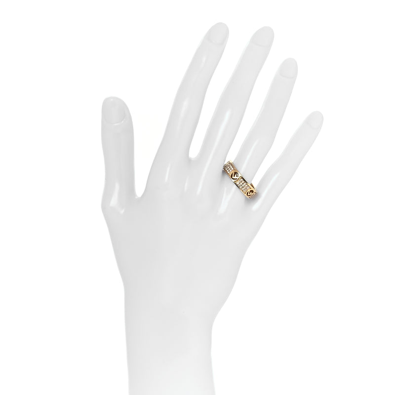  Fendi Metal Crystal FF Ring L Gold