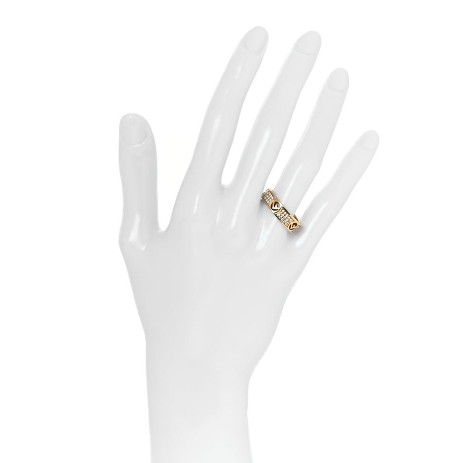 Fendi Metal Crystal FF Ring L Gold Image 2