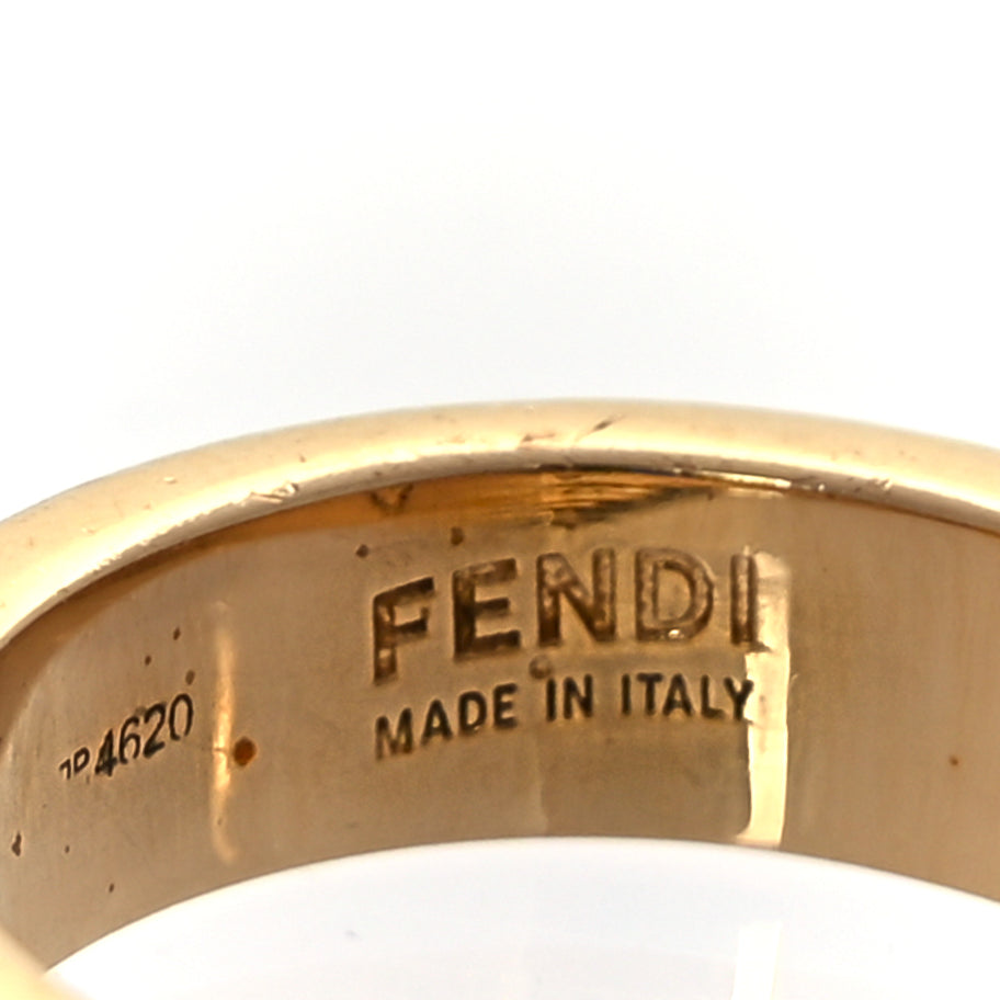 Fendi Metal Crystal FF Ring L Gold Image 4