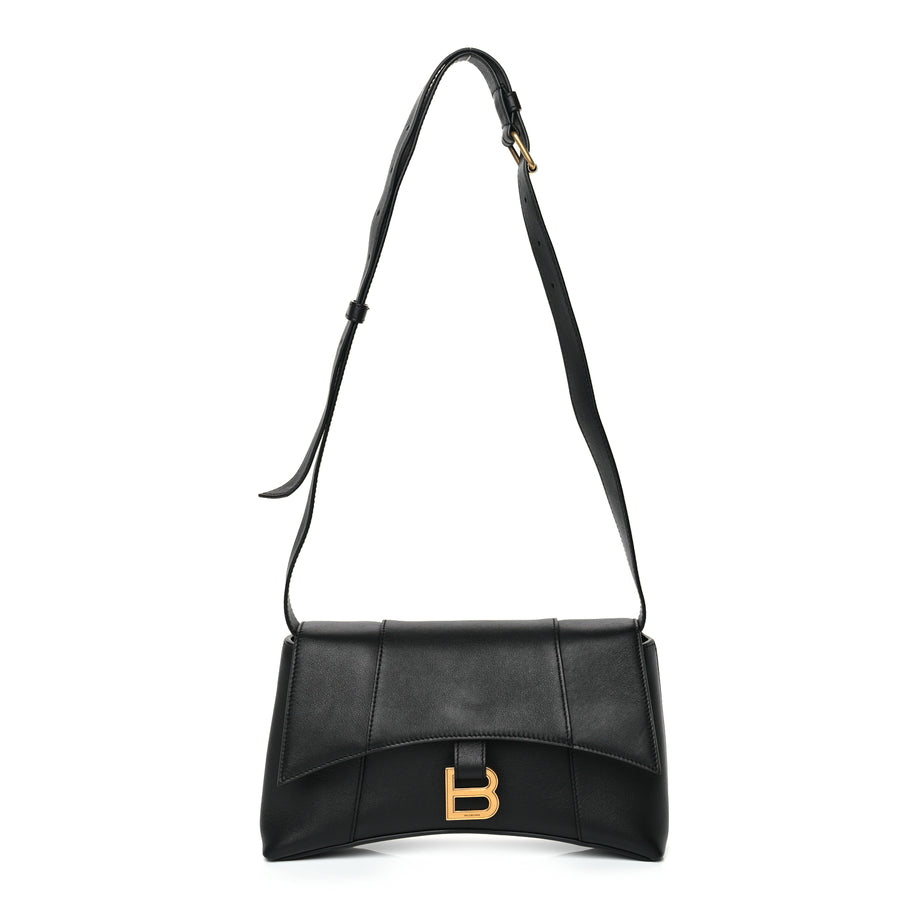 Balenciaga Semi Shiny Smooth Calfskin Small Downtown Shoulder Bag Black Image 1