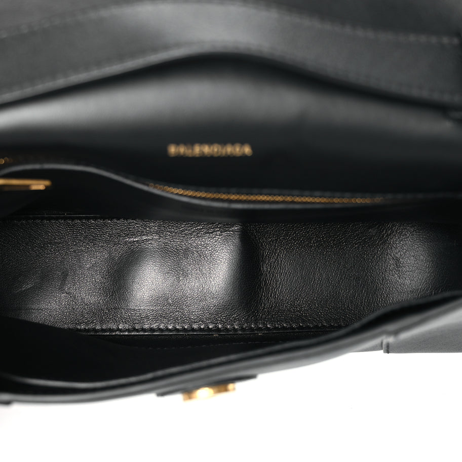 Balenciaga Semi Shiny Smooth Calfskin Small Downtown Shoulder Bag Black Image 4