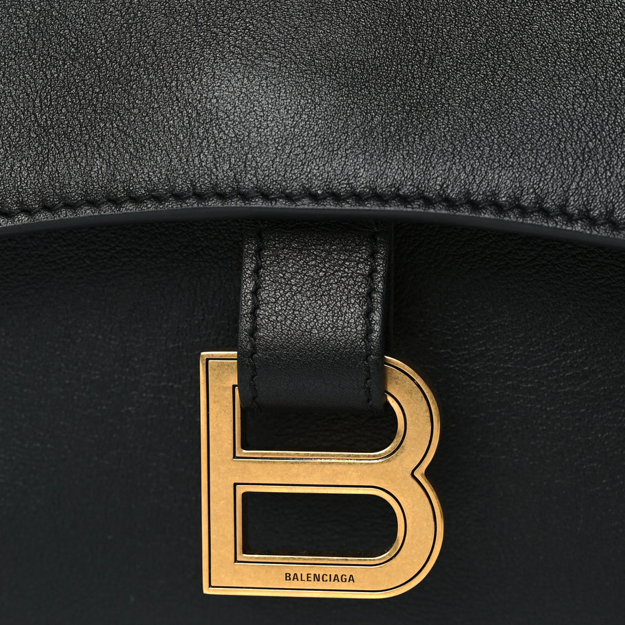 Balenciaga Semi Shiny Smooth Calfskin Small Downtown Shoulder Bag Black Image 7