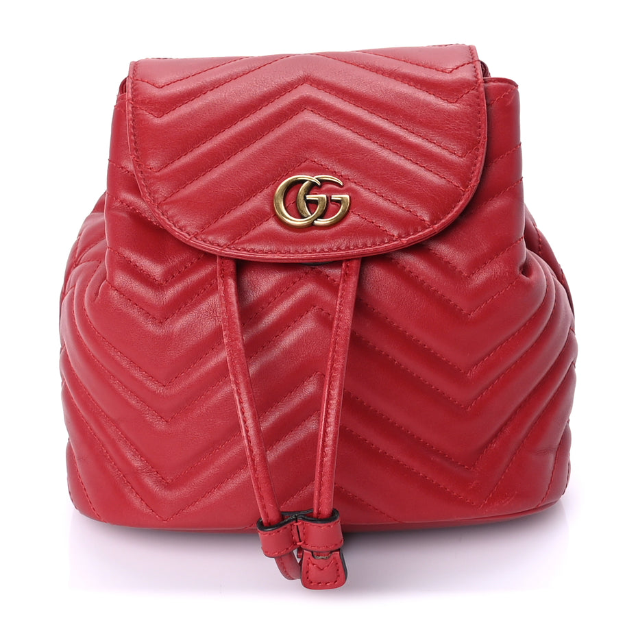 Gucci Calfskin Matelasse GG Marmont Flap Backpack Hibiscus Red Image 1