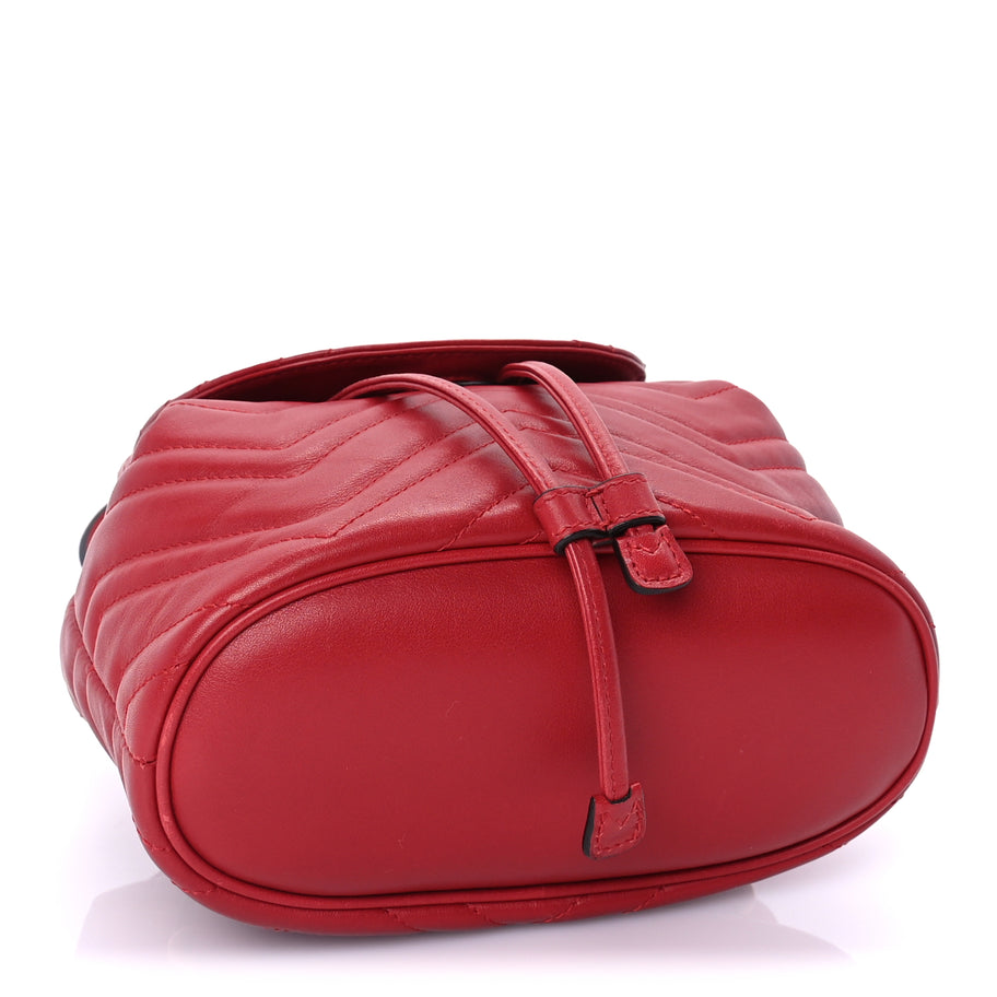 Gucci Calfskin Matelasse GG Marmont Flap Backpack Hibiscus Red Image 3