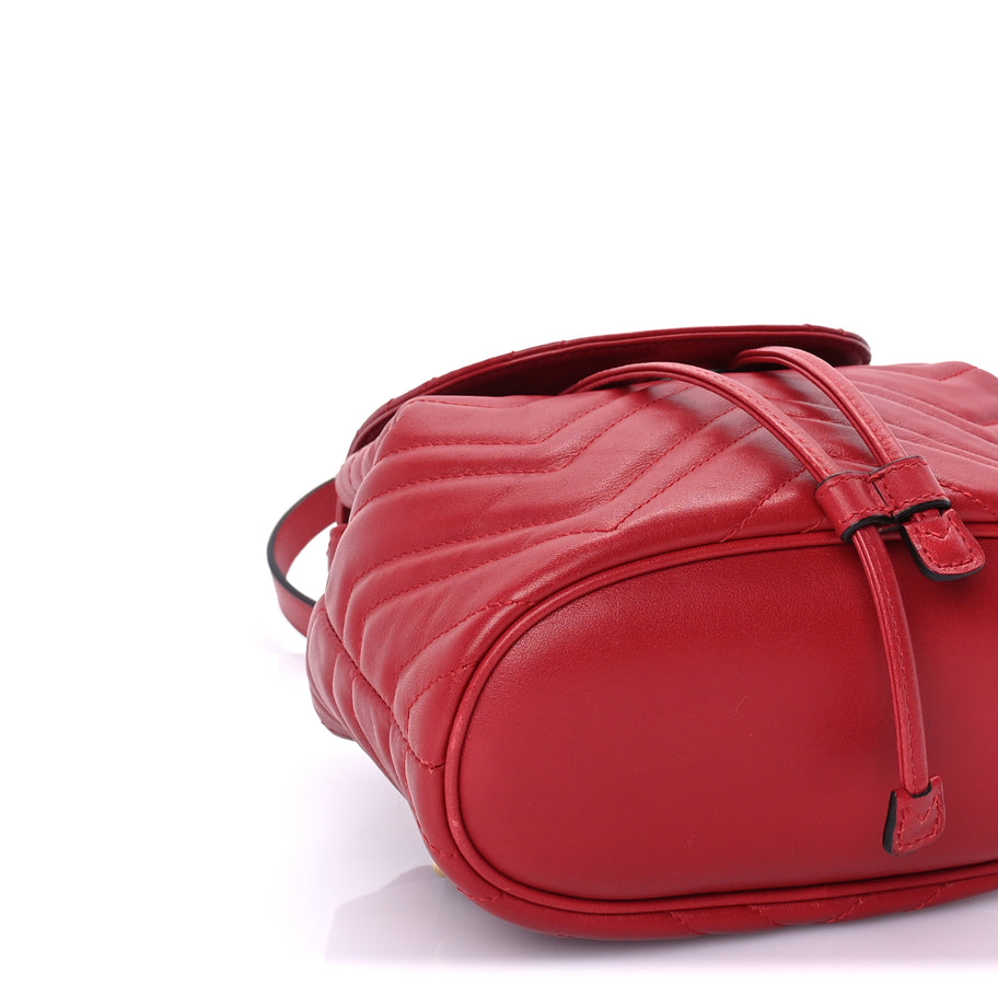 Gucci Calfskin Matelasse GG Marmont Flap Backpack Hibiscus Red Image 7
