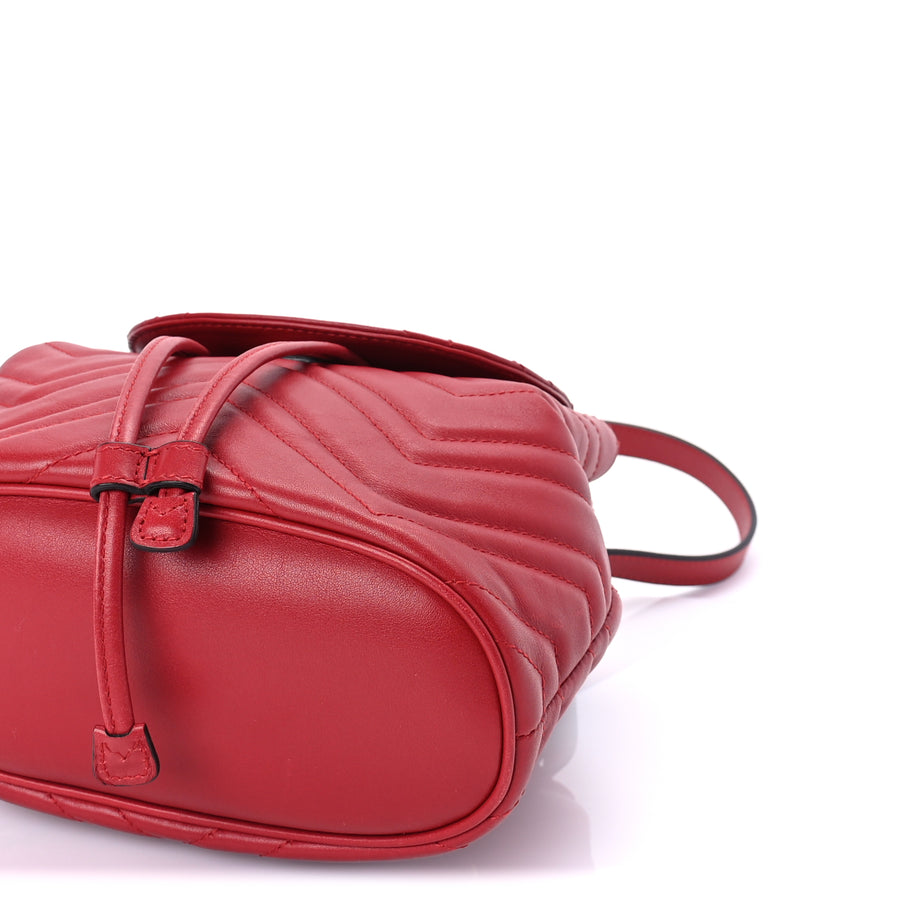 Gucci Calfskin Matelasse GG Marmont Flap Backpack Hibiscus Red Image 8