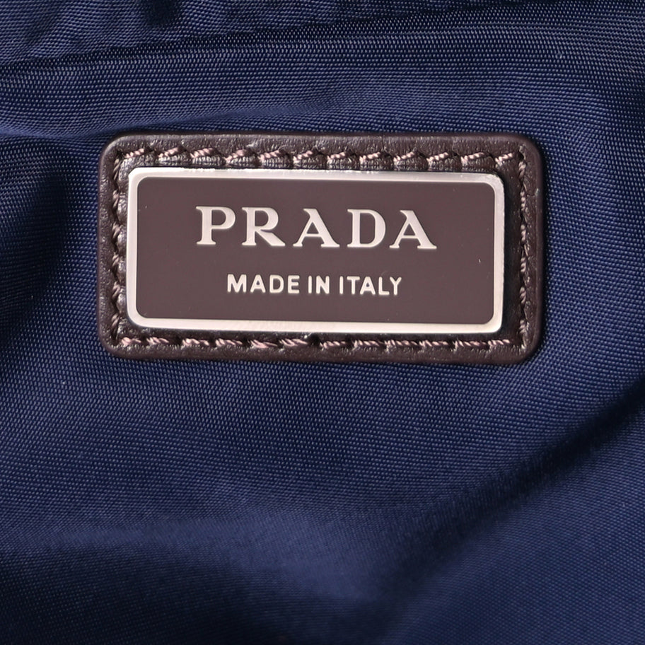 Prada Re-Nylon Suede Triangle Medium Shoulder Bag Navy Brown Image 5