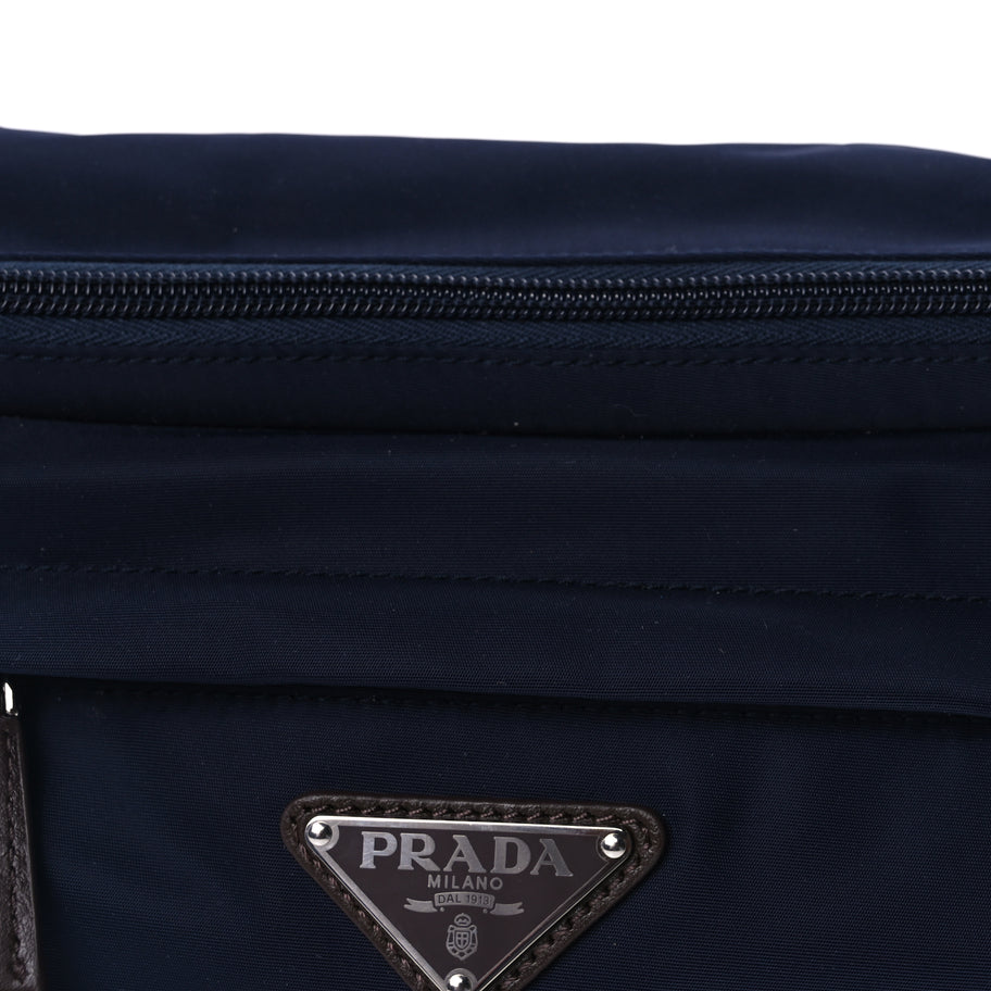 Prada Re-Nylon Suede Triangle Medium Shoulder Bag Navy Brown Image 6