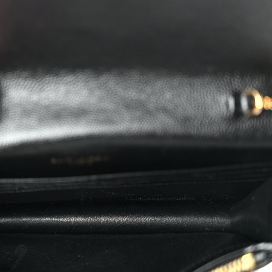 Saint Laurent Grain De Poudre Matelasse Chevron Monogram Envelope Chain Wallet Black Image 4