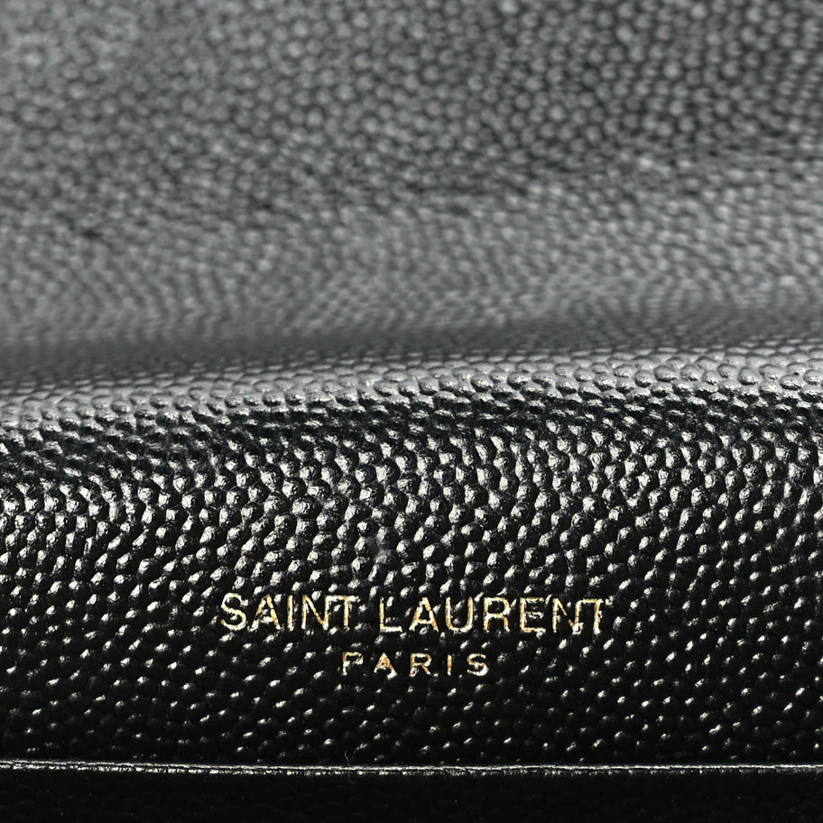 Saint Laurent Grain De Poudre Matelasse Chevron Monogram Envelope Chain Wallet Black Image 5