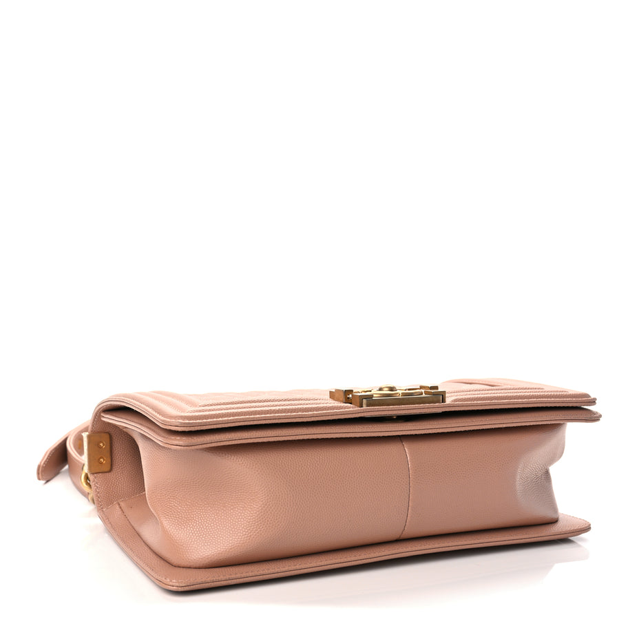 Chanel Caviar Quilted Medium Boy Flap Beige Image 3