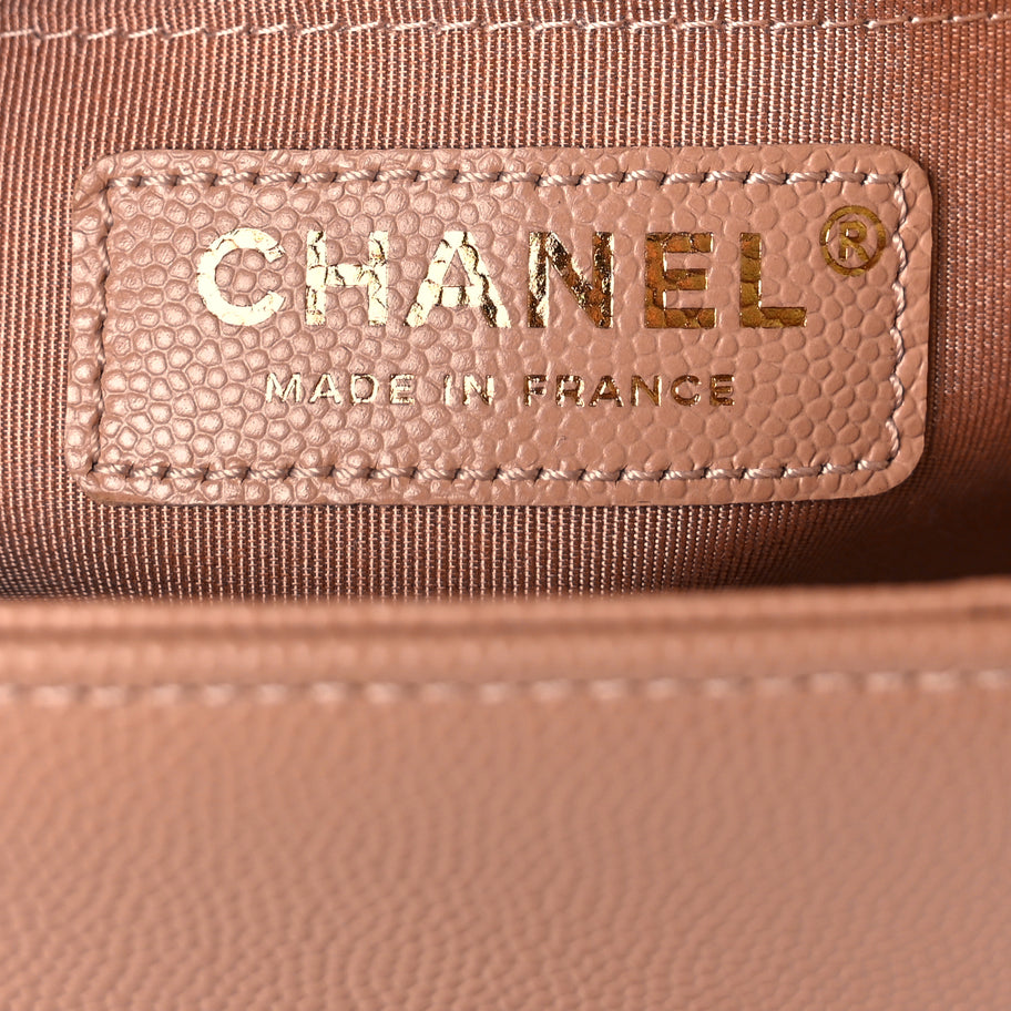 Chanel Caviar Quilted Medium Boy Flap Beige Image 5