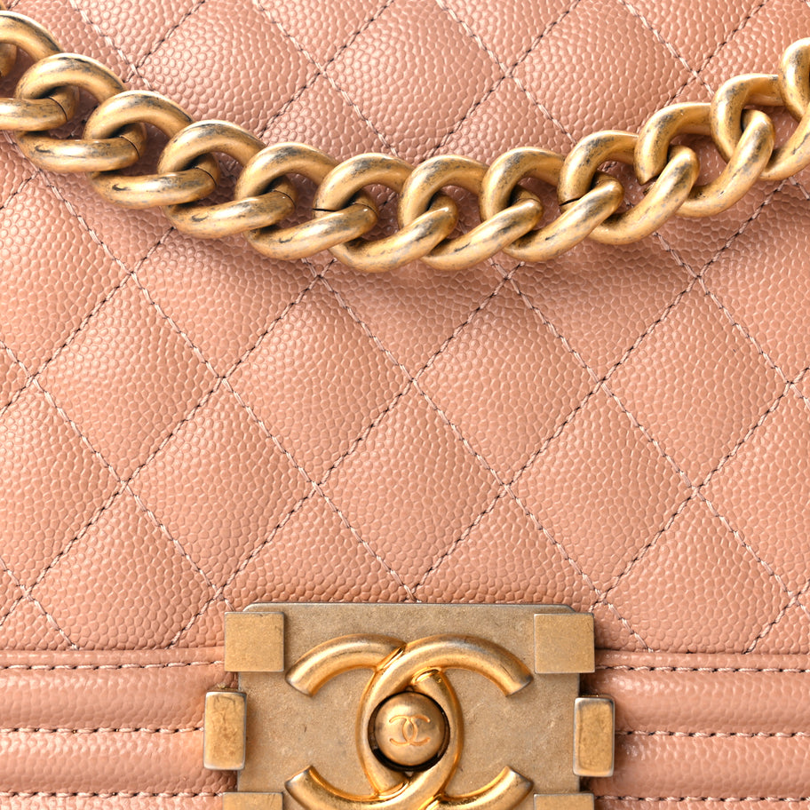 Chanel Caviar Quilted Medium Boy Flap Beige Image 7