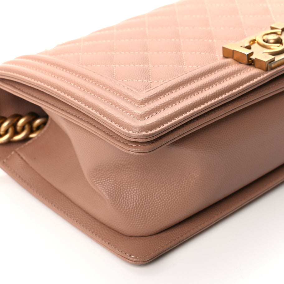 Chanel Caviar Quilted Medium Boy Flap Beige Image 8