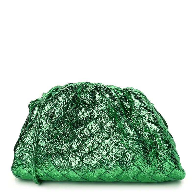  Bottega Veneta Metallic Nappa Intrecciato The Mini Pouch Parakeet