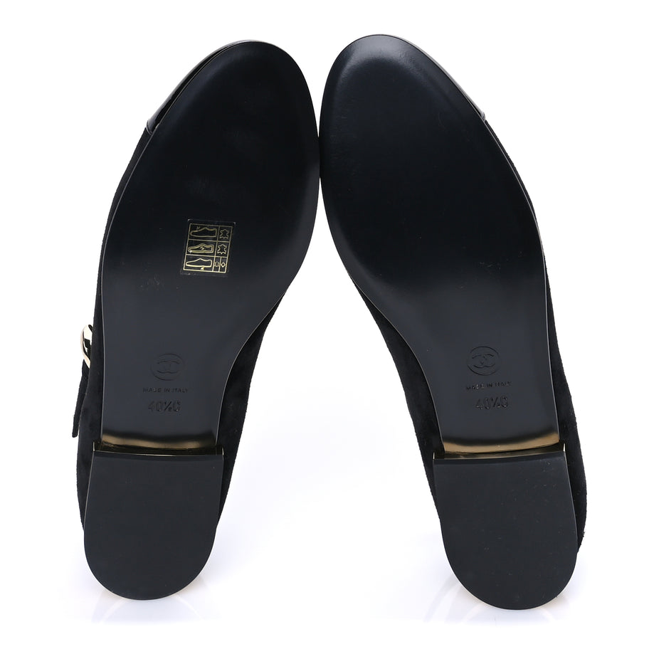 Chanel Suede Patent Cap Toe CC Mary Jane Flats 40.5  Black Image 6