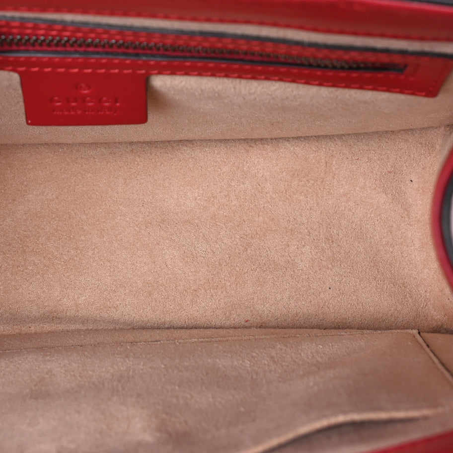 Gucci Calfskin Sylvie Web Small Queen Margaret Top Handle Bag Blue Agata Hibiscus Red Mystic White Sugar Pink Image 4
