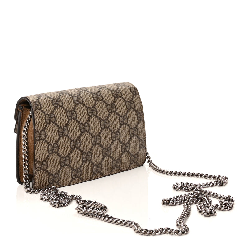  Gucci GG Supreme Monogram Super Mini Dionysus Shoulder Bag Taupe