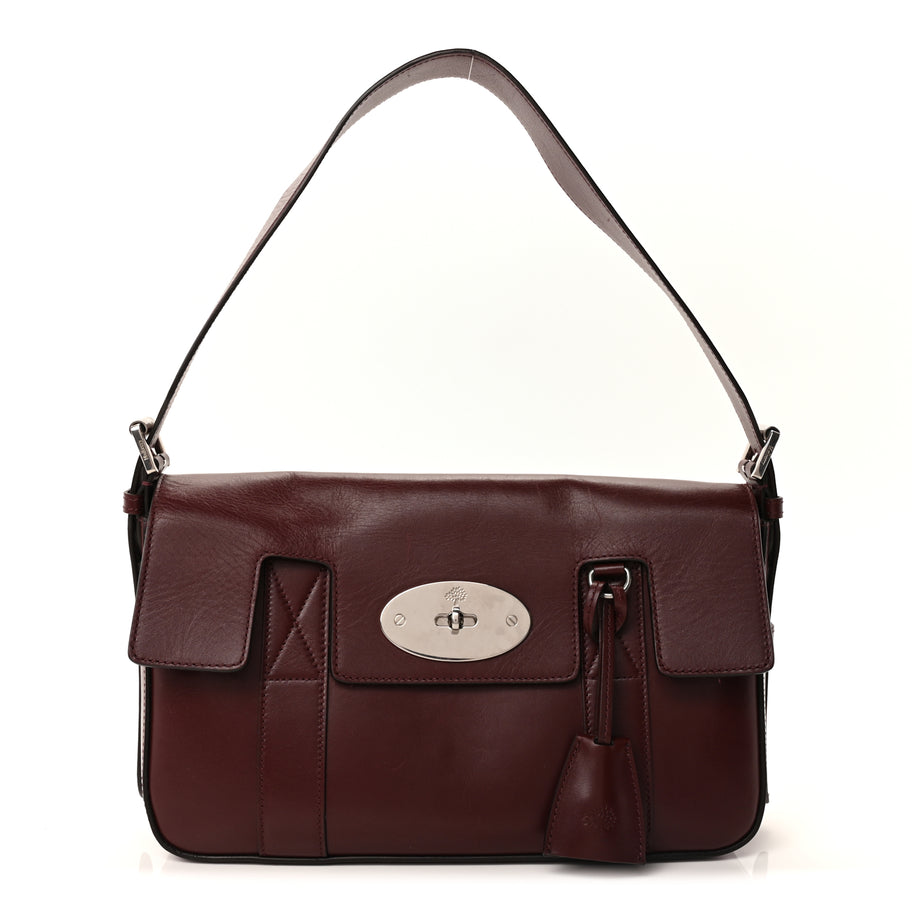 Mulberry Shiny Smooth Calfskin East West Bayswater  Black Cherry Image 1