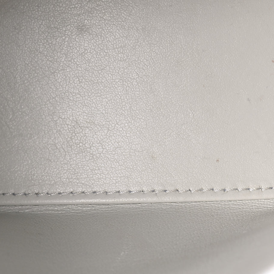 Balenciaga Shiny Box Calfskin Tonal B Small Hourglass Top Handle Bag  White Image 5