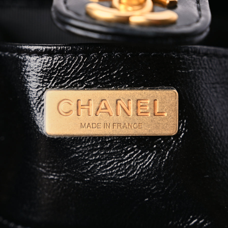 Chanel Shiny Lambskin Quilted Mini Cocodoc Top Handle Bag Black Image 5