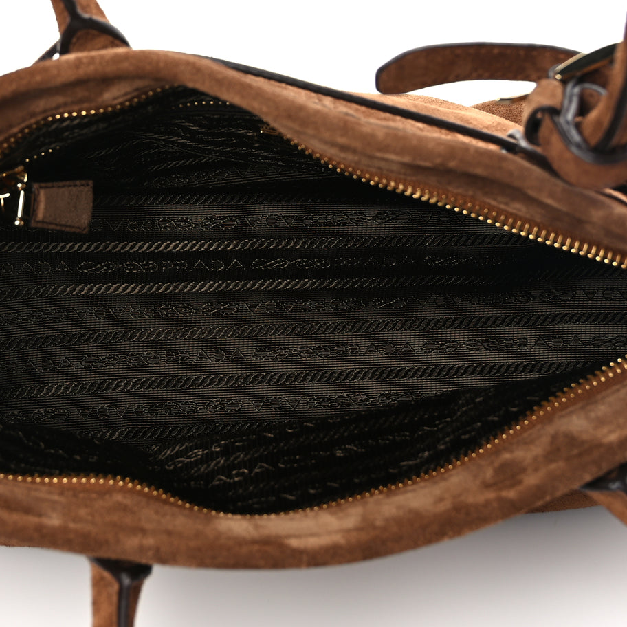 Prada Suede Triangle Medium Bonnie Shoulder Bag Cacao Image 4