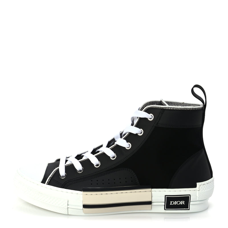  Christian Dior Nylon Calfskin Mens B23 High Top Sneakers 42.5 Black