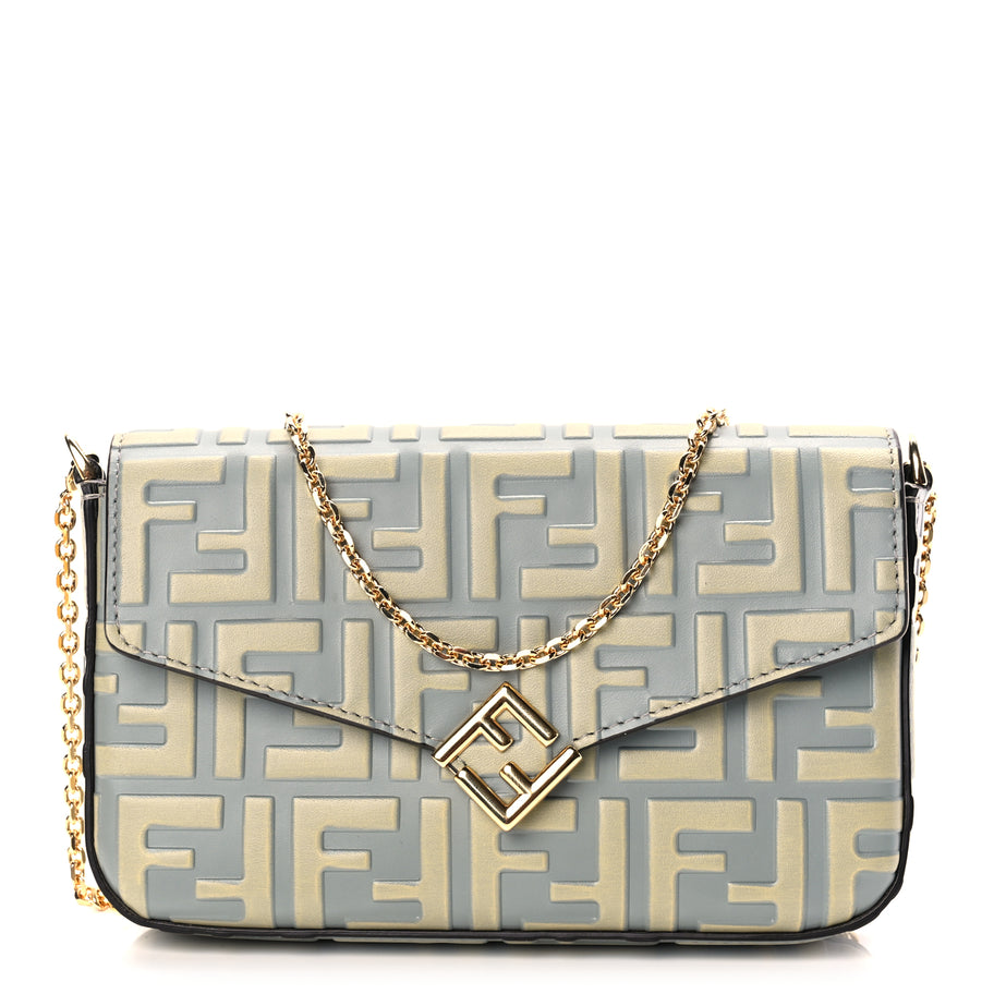 Fendi Vitello Liberty FF Diamonds Wallet On Chain Milk Sage Image 1