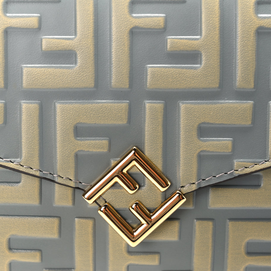 Fendi Vitello Liberty FF Diamonds Wallet On Chain Milk Sage Image 7