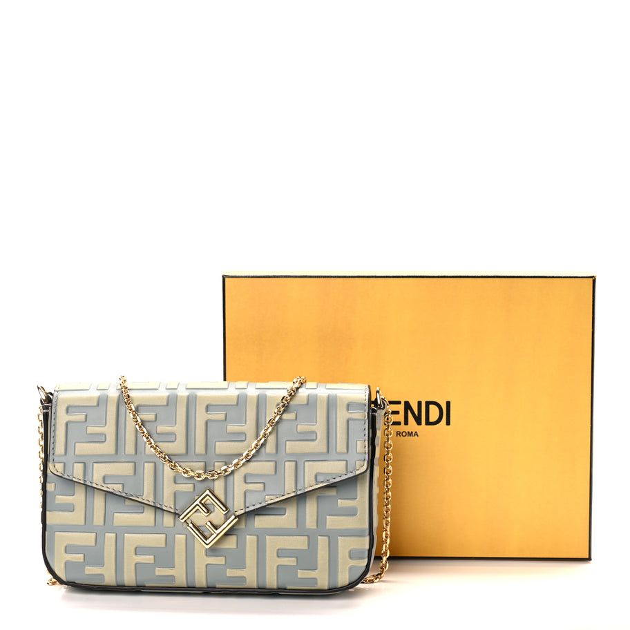 Fendi Vitello Liberty FF Diamonds Wallet On Chain Milk Sage Image 10