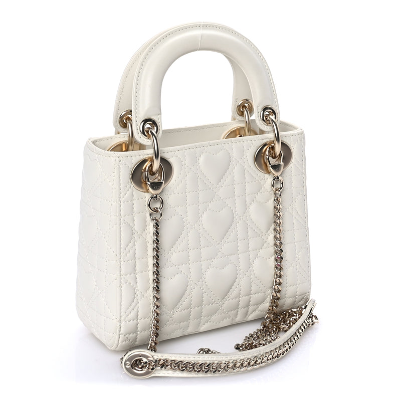 Christian Dior Lambskin Cannage Mini DiorAmour Lady Dior Latte