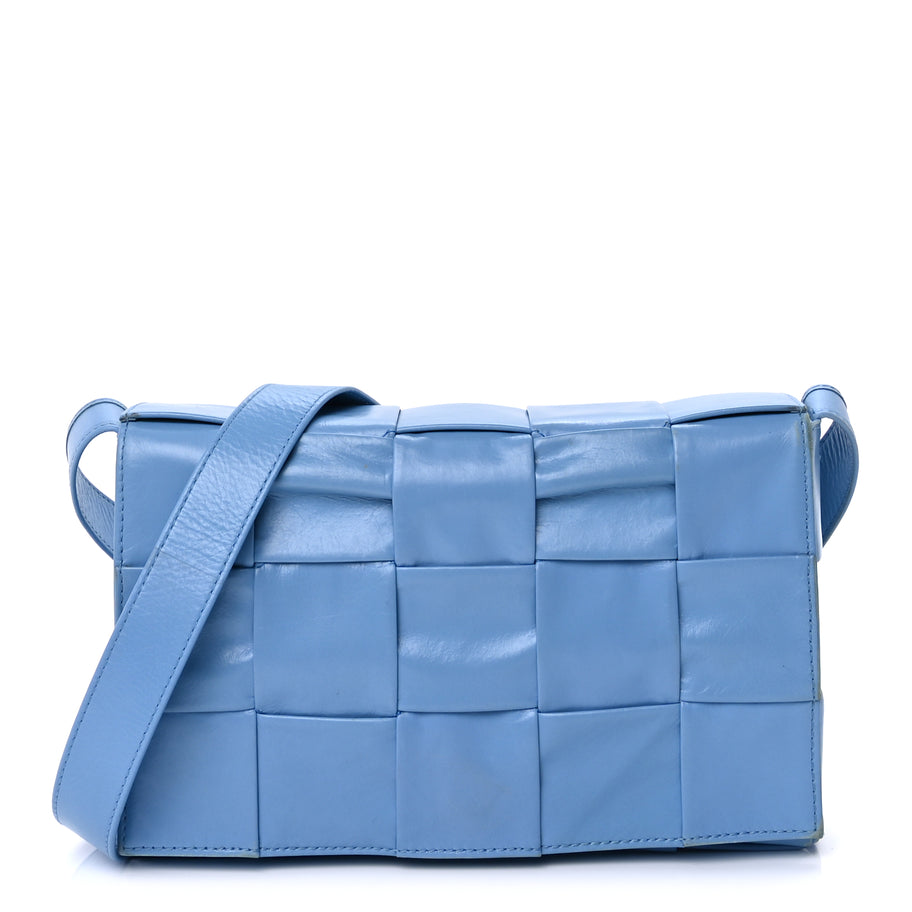 Bottega Veneta Paper Calfskin Maxi Intreccio Cassette Crossbody Bag  Pool Image 1