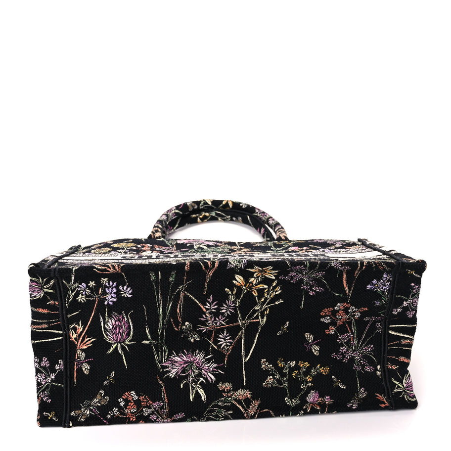 Christian Dior Canvas Embroidered Medium Herbarium Book Tote Black Multicolor Image 3