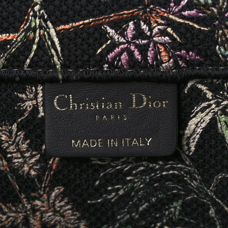 Christian Dior Canvas Embroidered Medium Herbarium Book Tote Black Multicolor Image 5