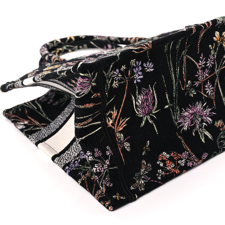 Christian Dior Canvas Embroidered Medium Herbarium Book Tote Black Multicolor Image 8