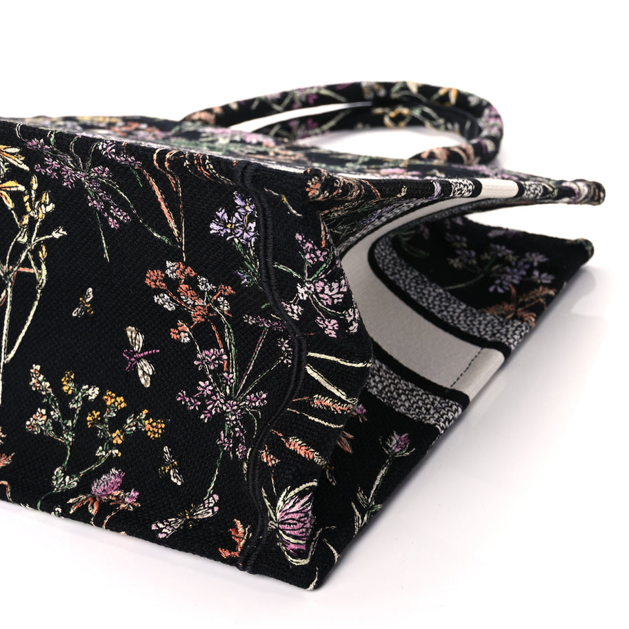 Christian Dior Canvas Embroidered Medium Herbarium Book Tote Black Multicolor Image 9