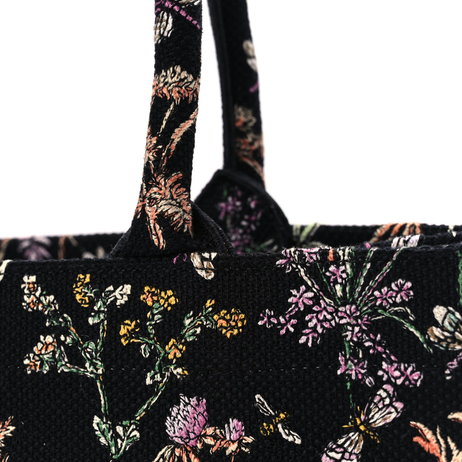 Christian Dior Canvas Embroidered Medium Herbarium Book Tote Black Multicolor Image 10