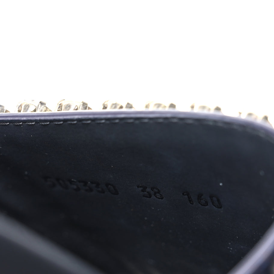 Gucci Calfskin Crystal Embellished Web Slide Sandals 38 Blue Red Image 8