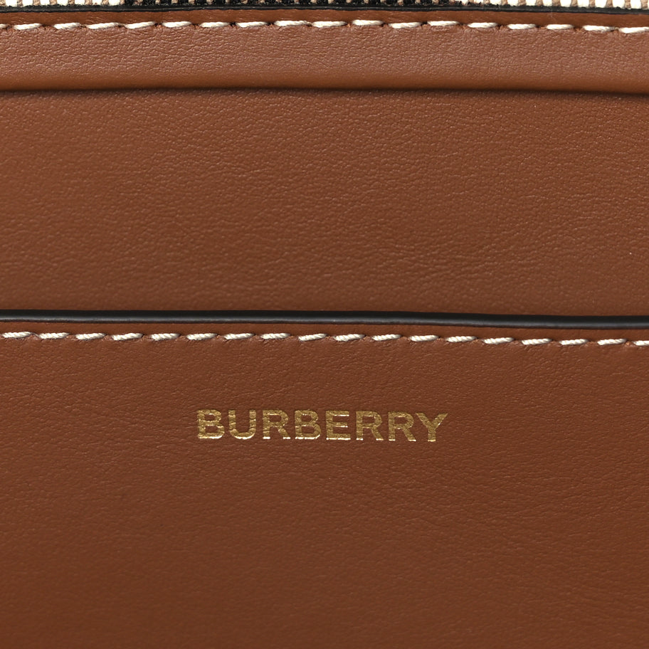 Burberry Giant Check Canvas Medium London Tote Taupe Brown Image 5