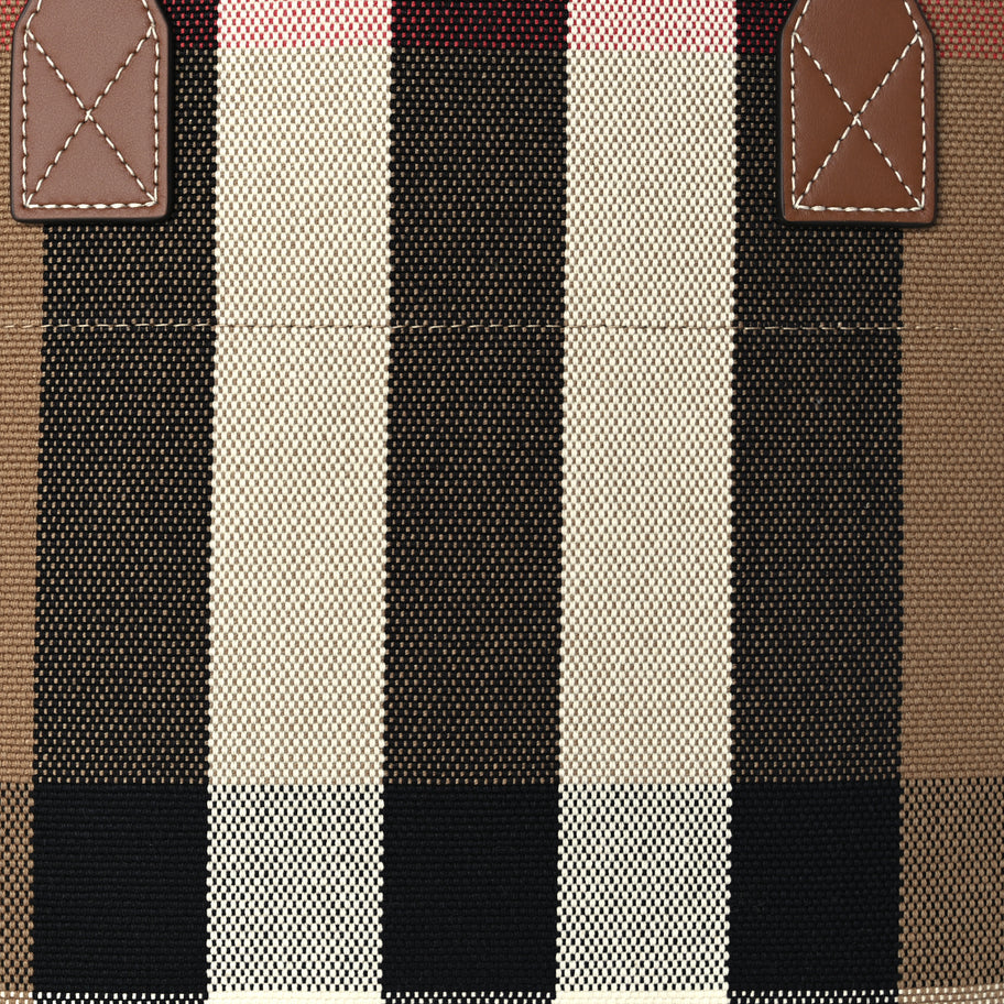Burberry Giant Check Canvas Medium London Tote Taupe Brown Image 6