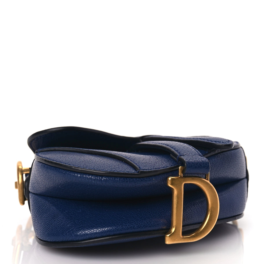Christian Dior Goatskin Micro Saddle Bag With Strap Blue Royale Image 3