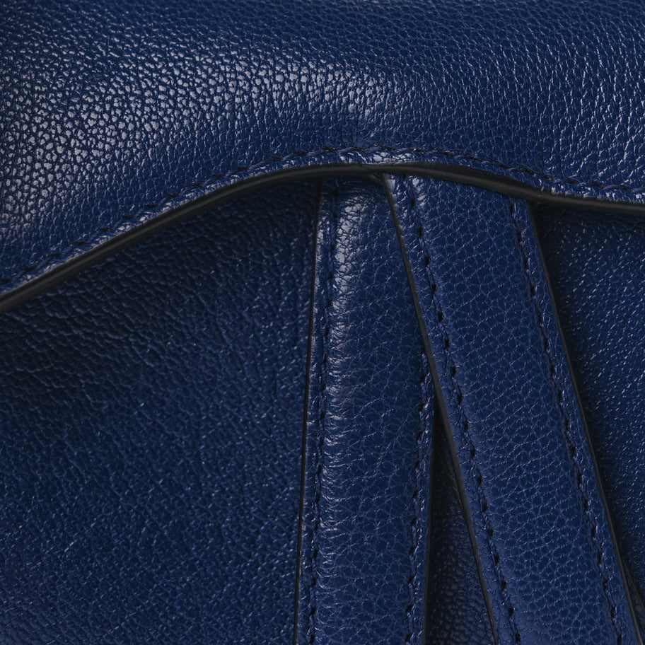 Christian Dior Goatskin Micro Saddle Bag With Strap Blue Royale Image 6