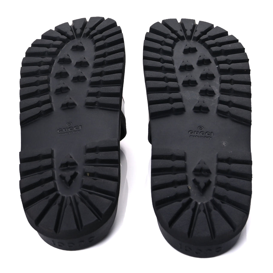 Gucci Rubber Web Mens Lug Sole Slide Sandals 10  Black Green Red Image 6