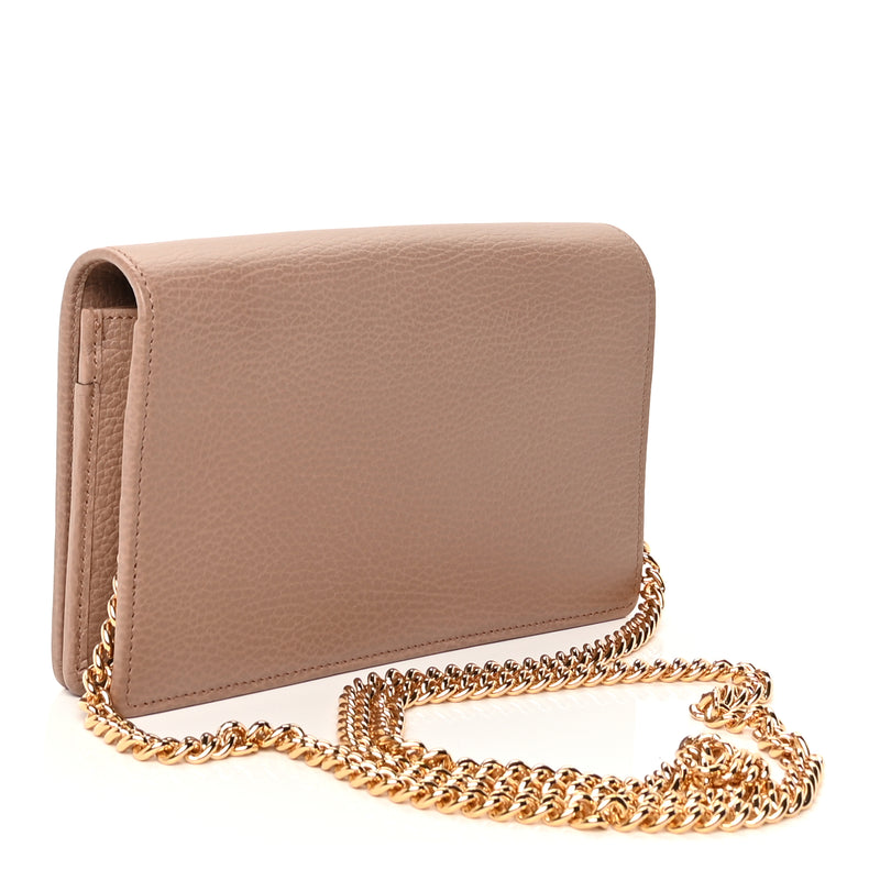  Gucci Calfskin Mini GG Marmont Chain Wallet  Porcelain Rose